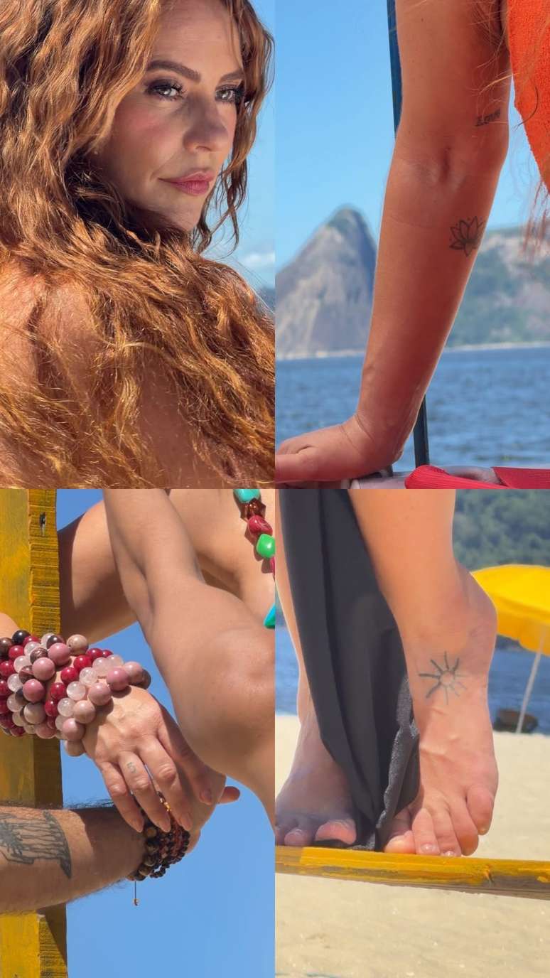 Paolla Oliveira compartilha detalhes de dia de praia