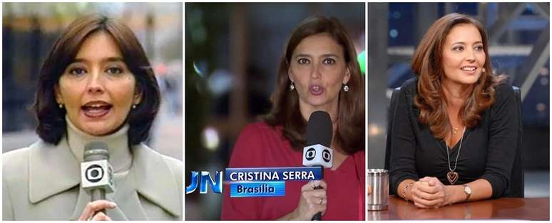 Tr&ecirc;s momentos de Cristina Serra na Globo: correspondente nos EUA, na reportagem pol&iacute;tica em Bras&iacute;lia e na mesa-redonda Meninas do J&ocirc; no programa de J&ocirc; Soares