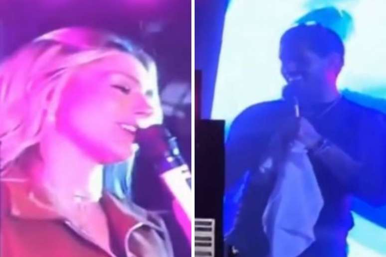 Duda conversa com Z&eacute; no palco