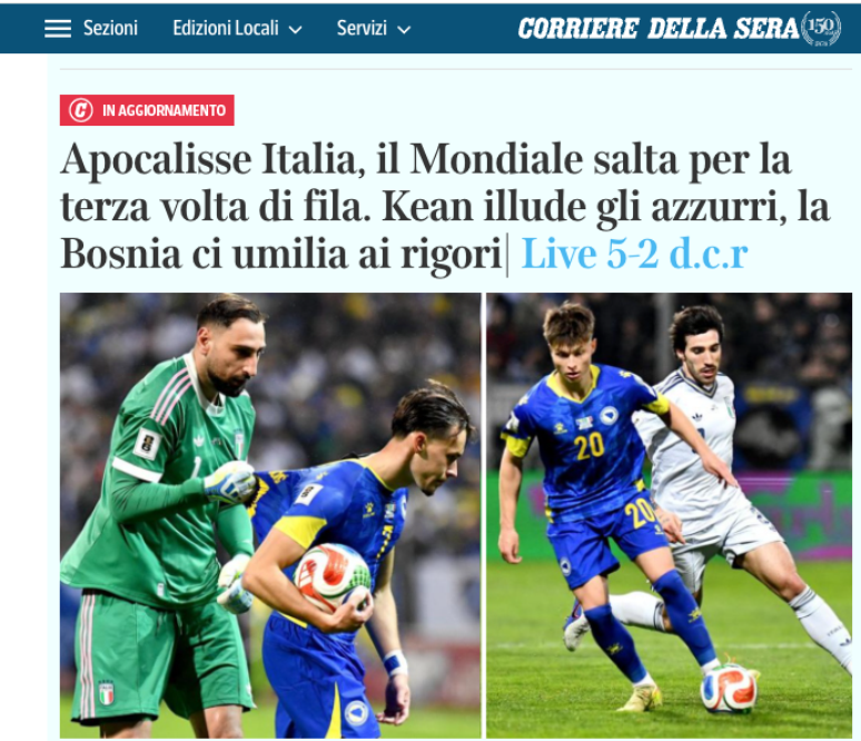 Corriere della Sera falou em apocalipse 