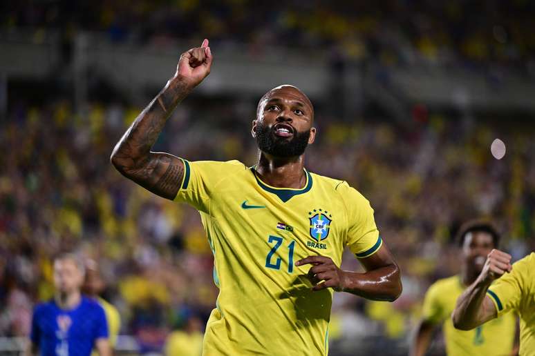 Igor Thiago ap&oacute;s marcar contra a Cro&aacute;cia &ndash;