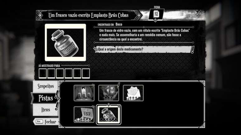 Em 'A Investiga&ccedil;&atilde;o P&oacute;stuma', o jogador deve descobrir quem assassinou Br&aacute;s Cubas