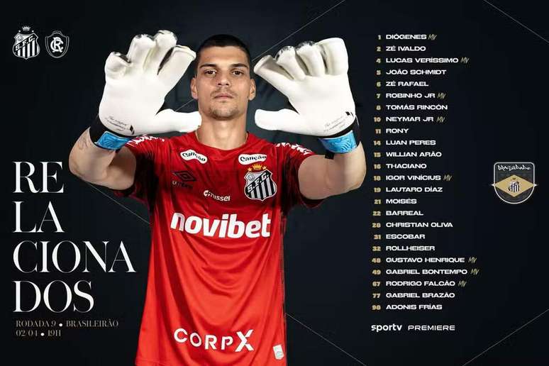 Relacionados do Santos para enfrentar o Remo &mdash;