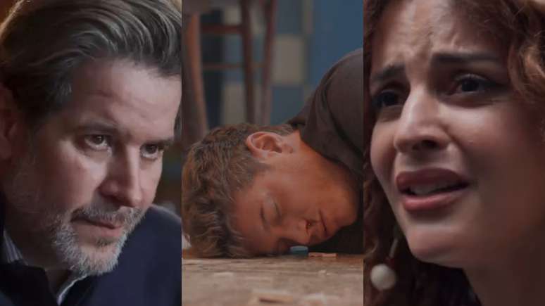 Três Graças (இனப்பெருக்கம்/டிவி குளோபோ) இலிருந்து ஃபெரெட் (முரிலோ பெனிசியோ), லியோனார்டோ (பெட்ரோ நோவாஸ்) மற்றும் விவியன் (கேப்ரியலா லோரன்)