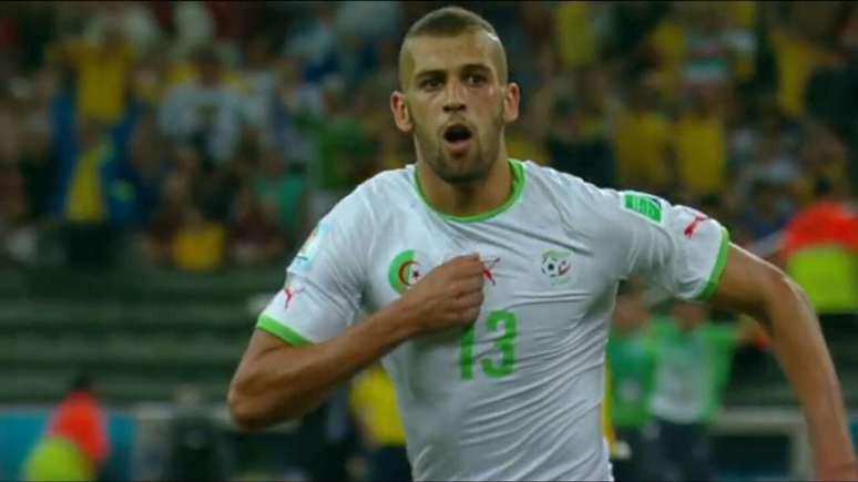 Islam Slimani marcou o gol mais importante da Arg&eacute;lia em Copas &ndash;