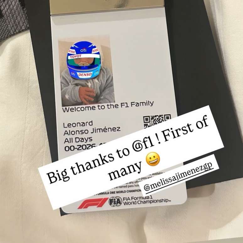 Paddock Pass destinado ao primeiro filho de Fernando Alonso