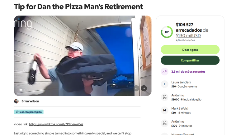 Entregador idoso viraliza ap&oacute;s pagar pedido do pr&oacute;prio bolso e ganha mais de R$ 500 mil em doa&ccedil;&otilde;es