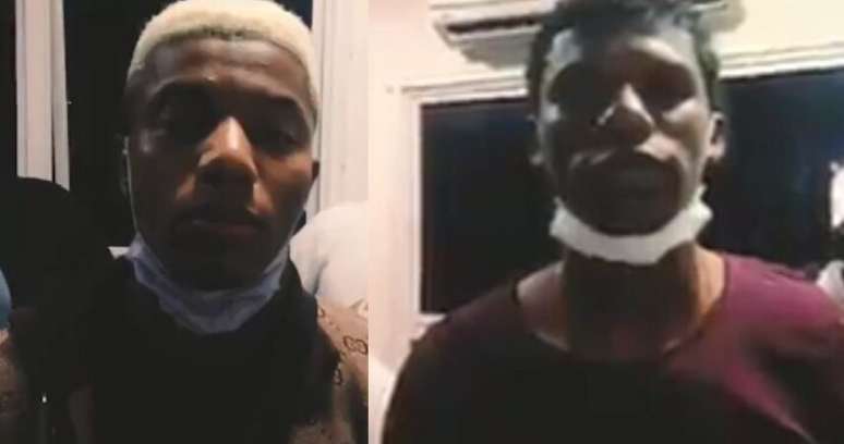 David Neres e Arboleda ap&oacute;s serem flagrados pela Pol&iacute;cia