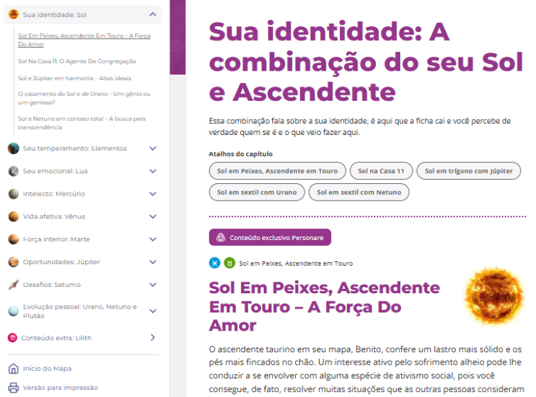 analise sol + ascendente no mapa astral personare