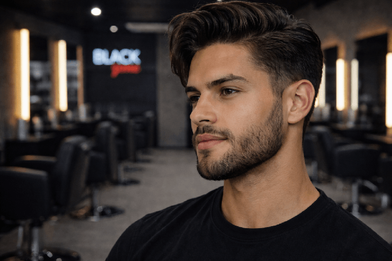 A barba com pouco volume valoriza a leveza do visual e traz um ar mais jovem 