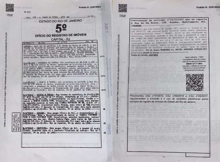 Documento enviado pelos advogados de St&ecirc;nio Garcia sobre im&oacute;vel no Rio