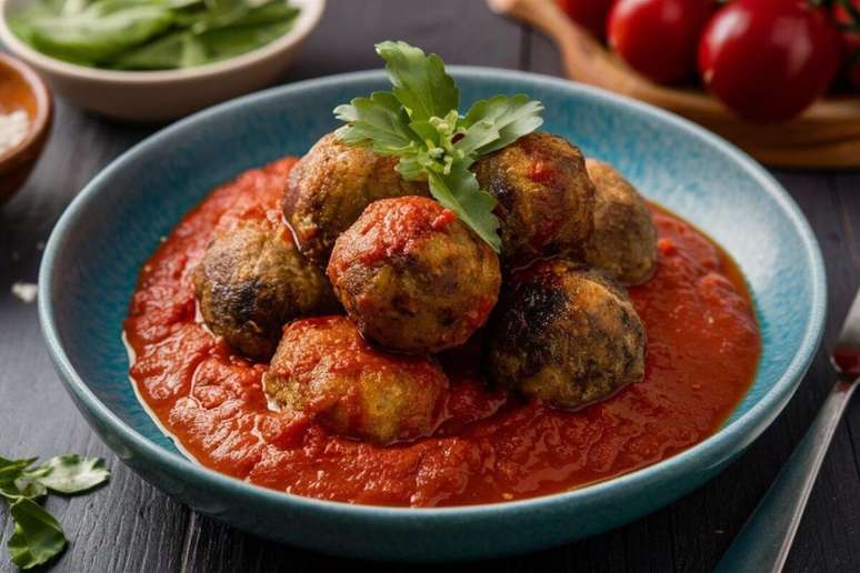 Alm&ocirc;ndega de berinjela ao molho de tomate 