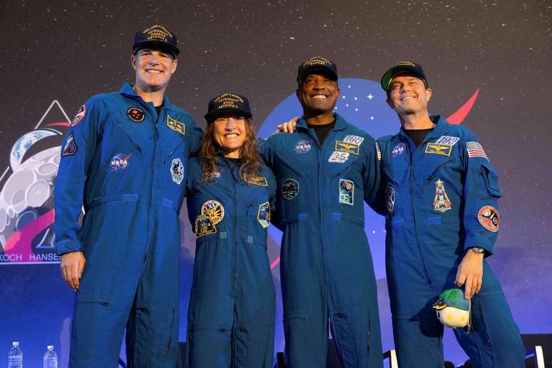 Astronautas apareceram em evento em Houston neste sabado