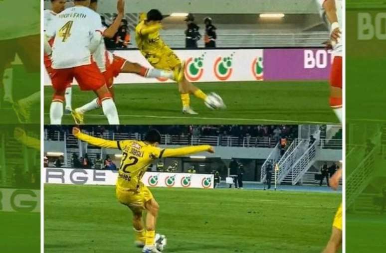 Reprodu&ccedil;&atilde;o Instagram - Legenda: Driss El Jabli anota uma pintura em jogo do Campeonato Marroquino