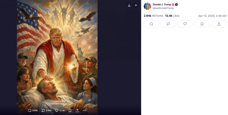 Trump publicou uma imagem gerada por IA em que ele aparecesse como se fosse Jesus curando um doente