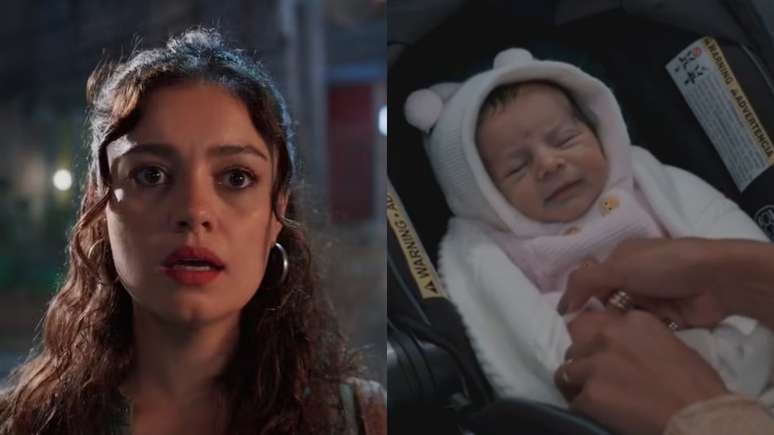 ஜெர்லூஸ் (சோஃபி சார்லோட்) மற்றும் ஜோலியின் (அலானா கப்ரால்) குழந்தை ட்ரெஸ் கிராஸில் (இனப்பெருக்கம்/டிவி குளோபோ)