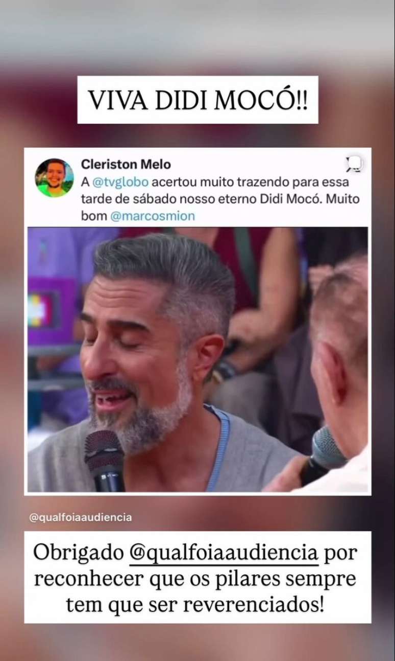 Marcos Mion compartilha story em seu Instagram.