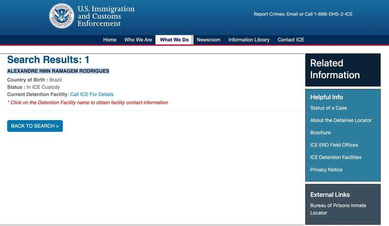 P&aacute;gina oficial do ICE confirma a pris&atilde;o de Ramagem nesta segunda