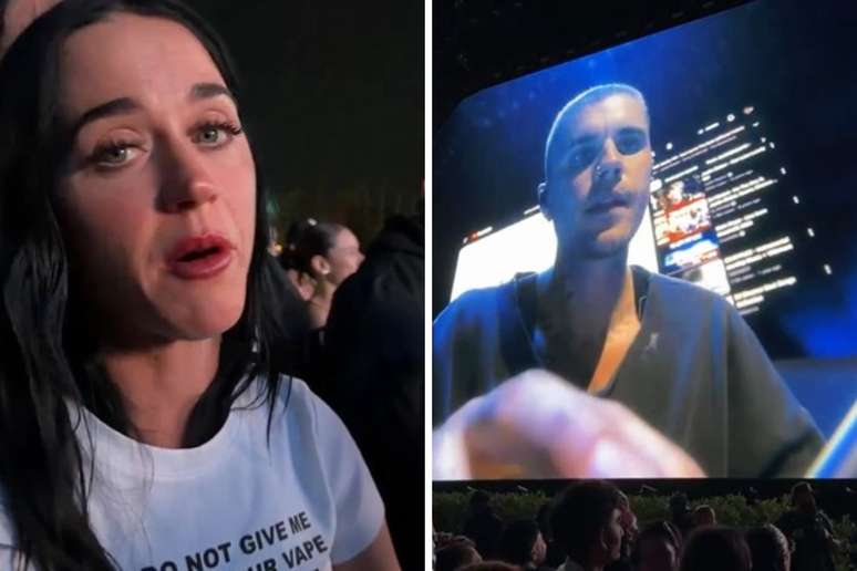 Katy Perry reagindo a show de Justin Bieber