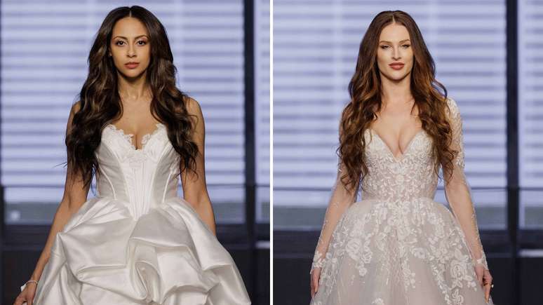 Cabelos soltos e levemente cacheados no desfile de Hayley Paige 