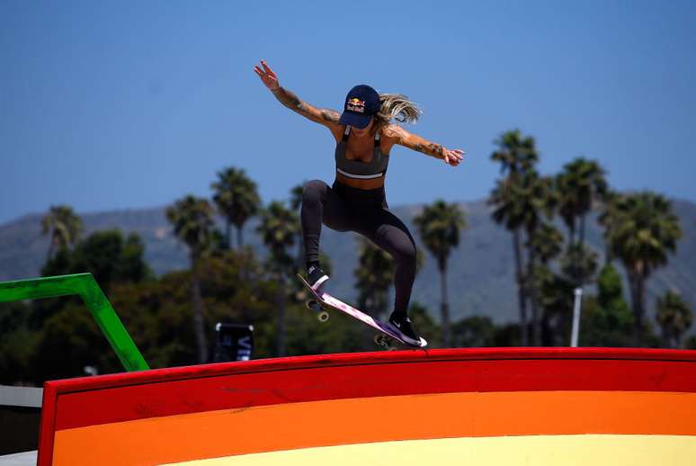Let&iacute;cia Bufoni nas eliminat&oacute;rias dos X-Games da Calif&oacute;rnia, nos EUA, em 2024