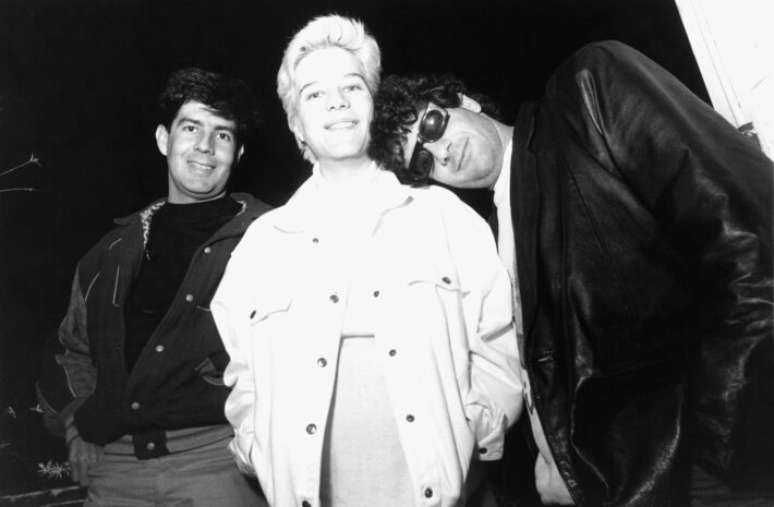 O guitarrista Bruno Fortunato, a vocalista Paula Toller, e o saxofonista Jorge Israel, integrantes doKid Abelha, em foto de 1989