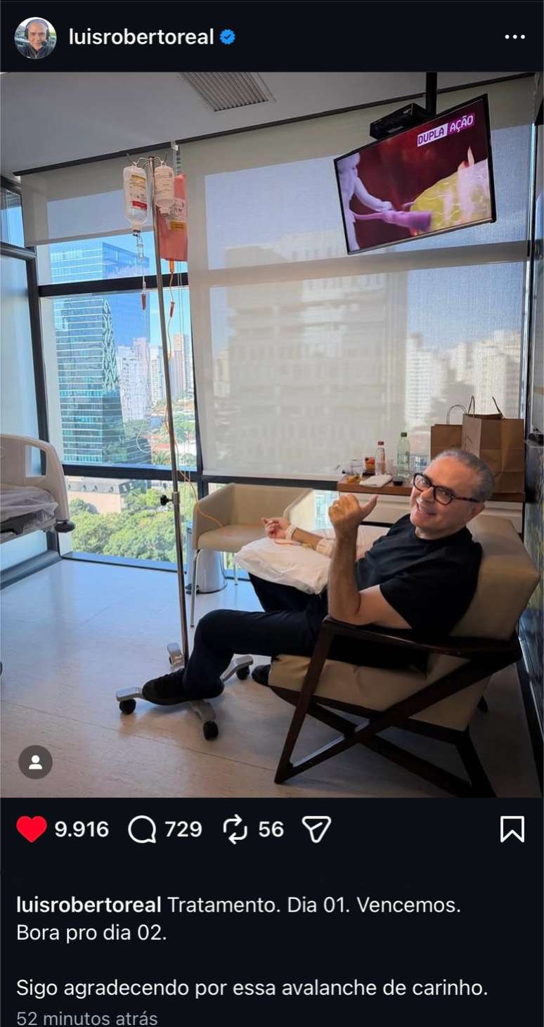 లూయిస్ రాబర్టో తన సోషల్ నెట్‌వర్క్‌లలో చికిత్స ప్రారంభాన్ని ప్రకటించాడు - 