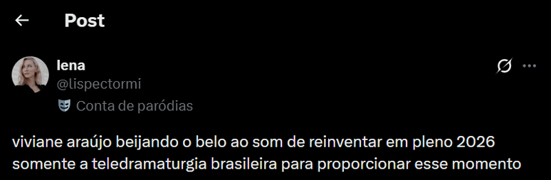 Rea&ccedil;&atilde;o de admirador da novela no X