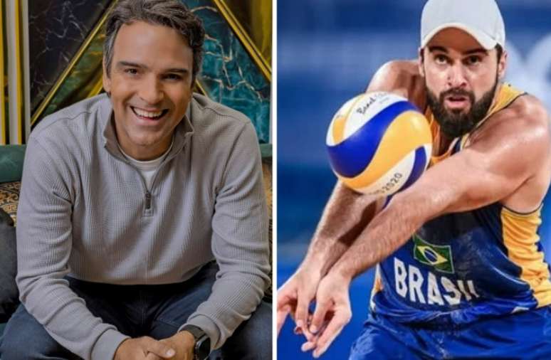 Da esquerda para a direita,  Tadeu Schmidt e Bruno Schmidt