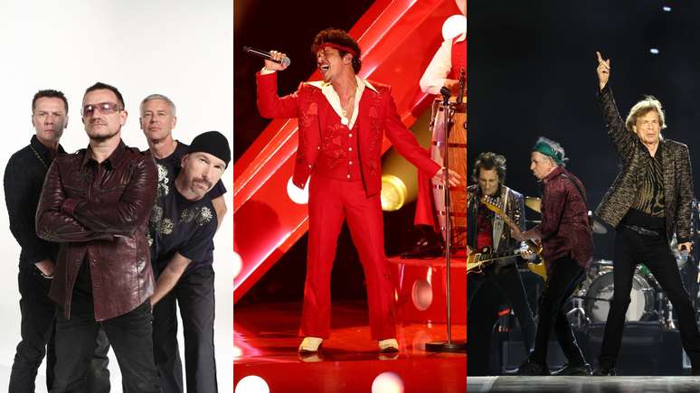 U2, Bruno Mars e Rolling Stones s&atilde;o os nomes cotados para megashow na Avenida Paulista (Fotos: Andy Willsher/Redferns, Frazer Harrison/Getty Images e Kevin Mazur/Getty Images)