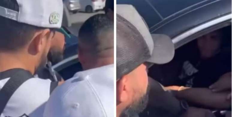 Torcida organizada cerca o carro de Bernard na entrada do CT do Atl&eacute;tico-MG neste s&aacute;bado