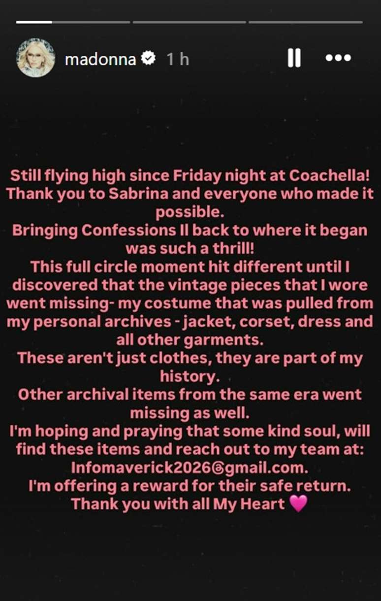 Foto: Reprodu&ccedil;&atilde;o &ndash; Instagram/@madonna