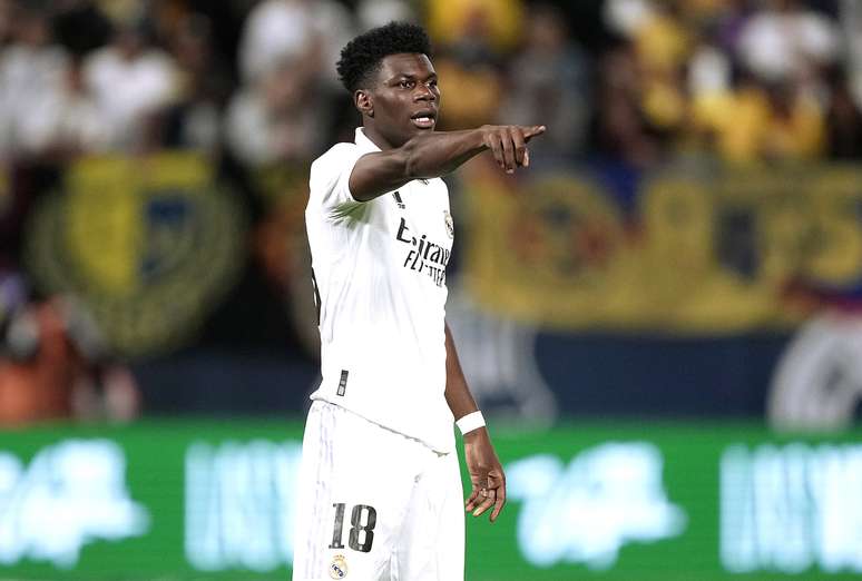 ஜூலை 2022 இல் கிளப் அமெரிக்காவிற்கு எதிரான போட்டியில், ரியல் மாட்ரிட் வீரர் ஆரேலியன் டிச்சௌமேனி. (புகைப்படம்: தியாரன் டபிள்யூ. ஹென்டர்சன்/கெட்டி இமேஜஸ்)