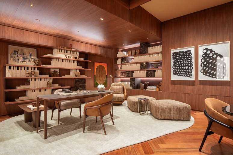 A combina&ccedil;&atilde;o de diferentes tons de marrom, aliada a materiais naturais e texturas variadas, ajuda a criar ambientes mais din&acirc;micos e visualmente interessantes Projeto: Denise Barretto |