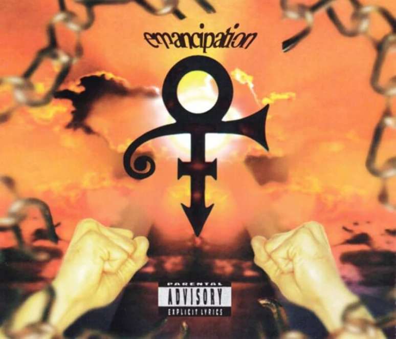 Capa do &aacute;lbum 'Emancipation', do cantor Prince, trouxe s&iacute;mbolo impronunci&aacute;vel que usou como nome durante a d&eacute;cada de 1990.