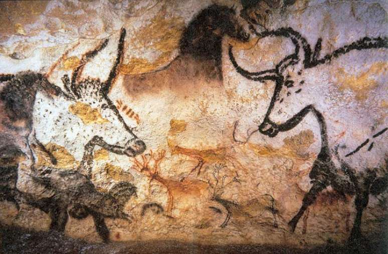 Parte da Sala dos Touros, uma das galerias mais importantes das Cavernas Lascaux