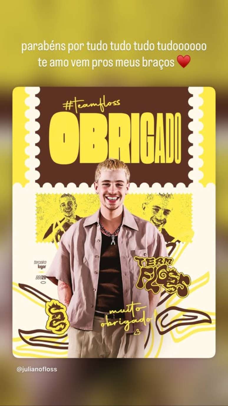 "Vem pro meus bra&ccedil;os", escreveu Marina Sena em story ap&oacute;s a final do BBB 26