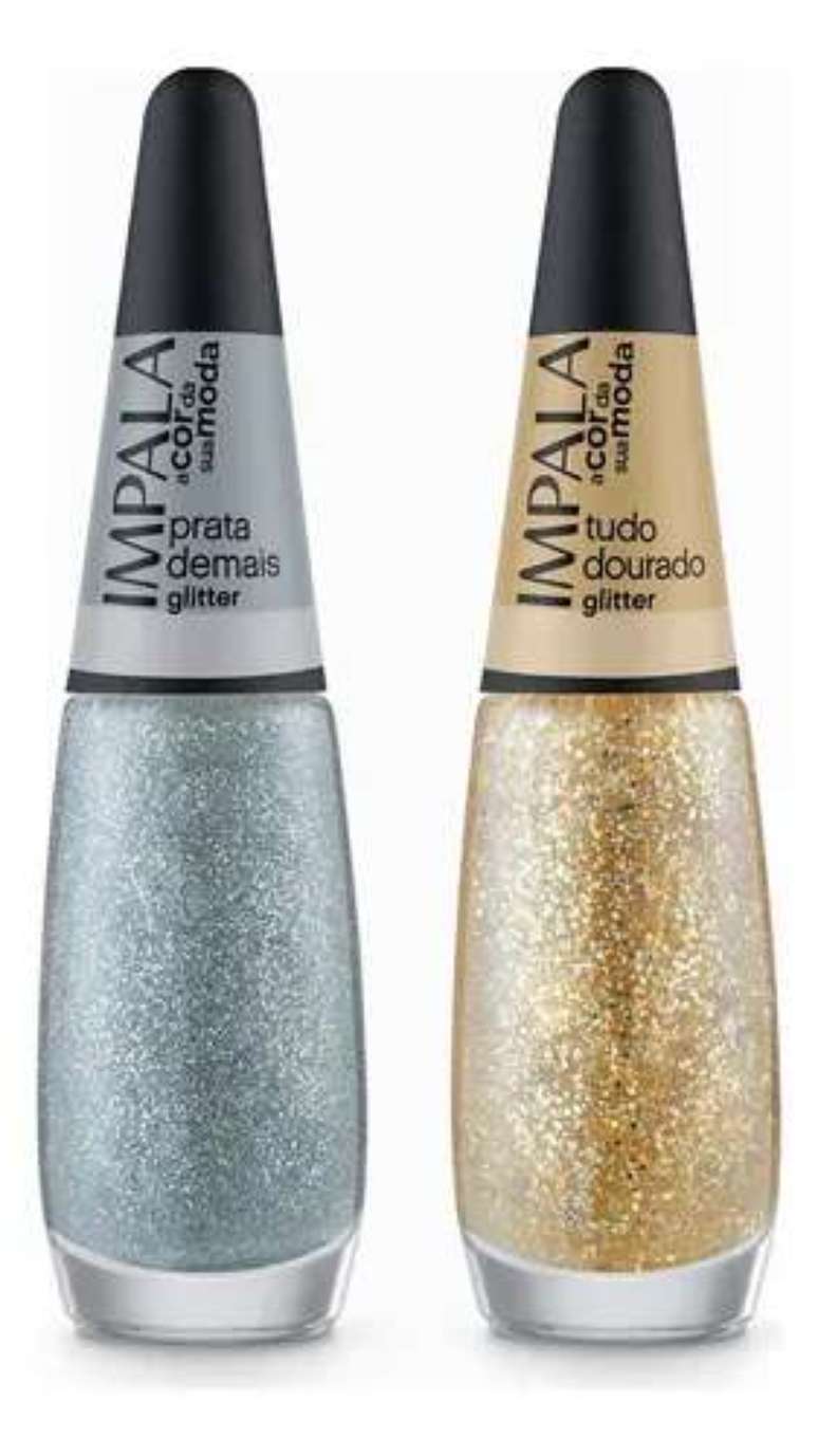 Kit 2 Esmaltes Glitter Dourado & Prata Impala 7.5ml | MercadoLivre