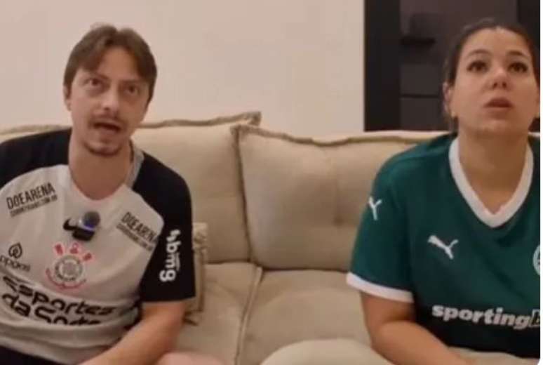 Marc&atilde;o Raiz e sua esposa palmeirense Wal&eacute;ria Alves 