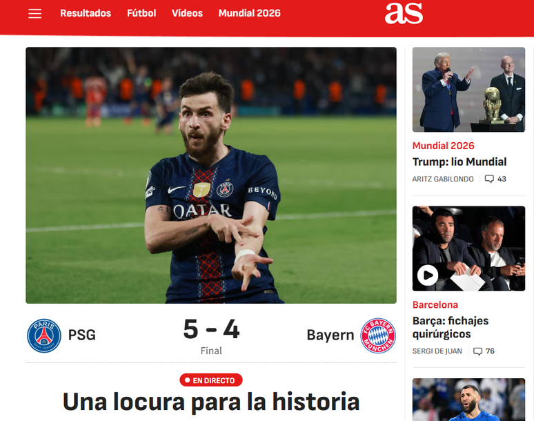 AS, స్పెయిన్ నుండి, PSG మరియు బేయర్న్ మధ్య మ్యాచ్ గురించి