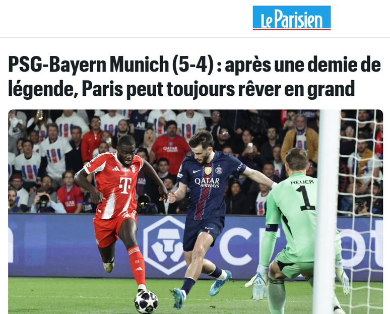 ఛాంపియన్స్ లీగ్ సెమీ-ఫైనల్ గురించి ఫ్రాన్స్ నుండి లే పారిసియన్