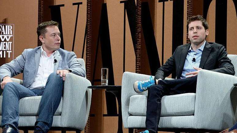 Elon Musk e Sam Altman em 2015, ano em que eles cofundaram a OpenAI