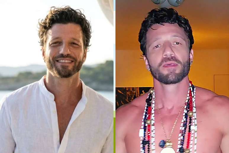 Diogo Venturieri usando trajes e amuletos de religi&atilde;o matriz africana