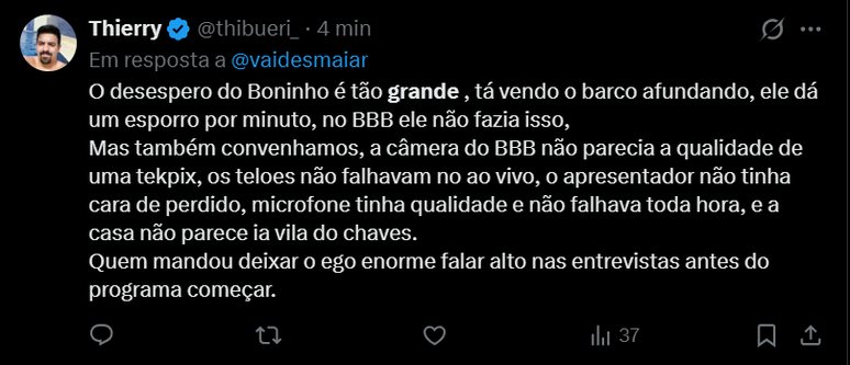 Rea&ccedil;&atilde;o de telespectador sobre Boninho