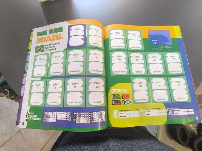 A p&aacute;gina do Brasil no &aacute;lbum da Copa do Mundo de 2026 &ndash;