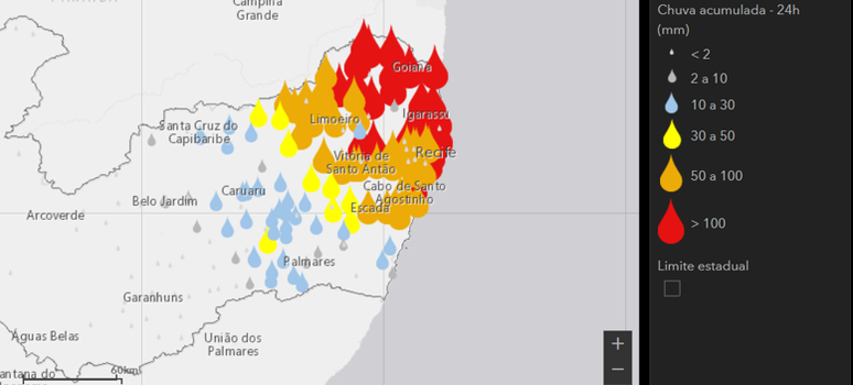Maiores concentra&ccedil;&otilde;es de Chuva em Pernambuco.