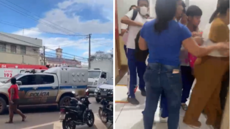 Imagens mostram movimenta&ccedil;&atilde;o em escola ap&oacute;s a chegada da PM