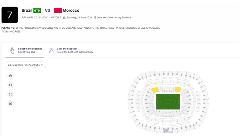 Ingressos dispon&iacute;veis para jogo da Sele&ccedil;&atilde;o Brasileira contra Marrocos
