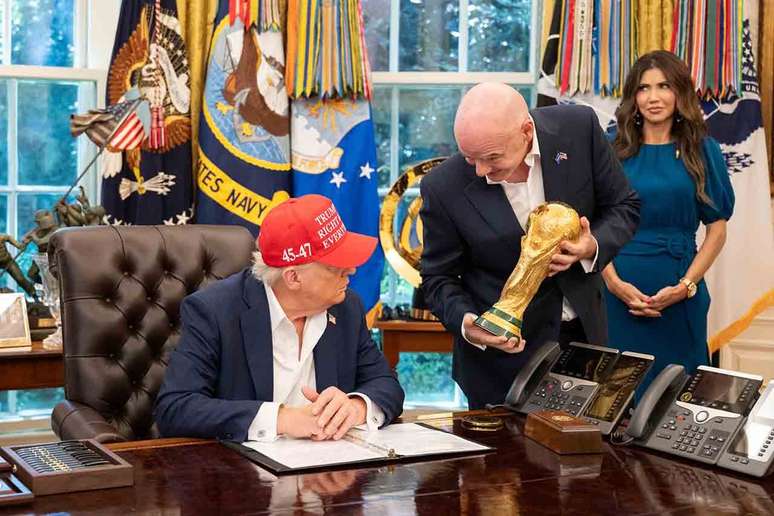 Encontro de Donald Trump com Gianni Infantino na Casa Branca, em Washington &ndash;