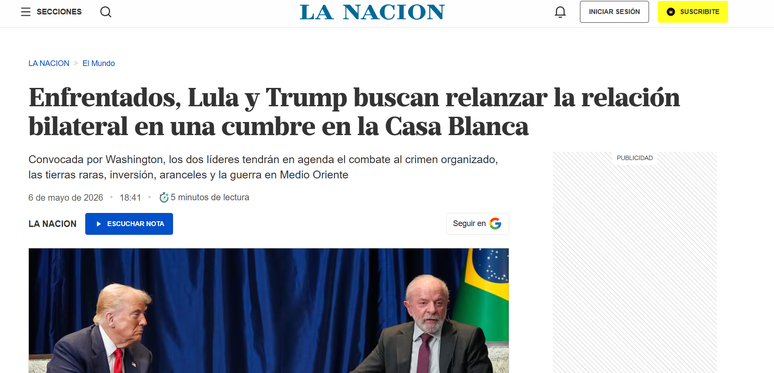 La Naci&oacute;n: 'Em desacordo, Lula e Trump buscam relan&ccedil;ar as rela&ccedil;&otilde;es bilaterais em uma c&uacute;pula na Casa Branca'